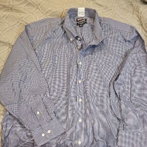 Kirkland Signature Men's Blue and White Plaid Shirt